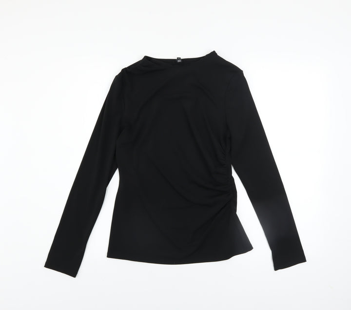 River Island Women's Black Long Sleeve Slim Fit Jersey Blouse Size 10