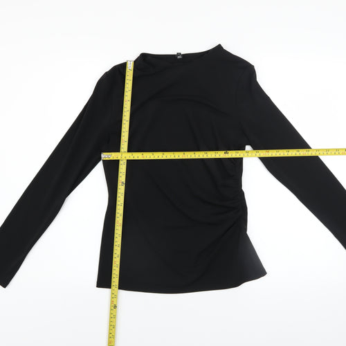River Island Women's Black Long Sleeve Slim Fit Jersey Blouse Size 10
