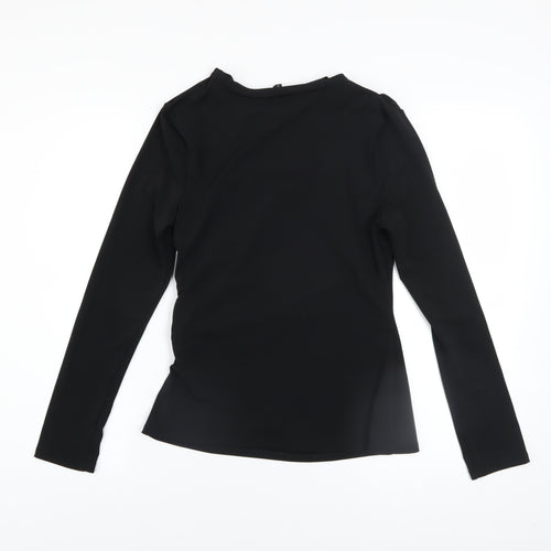 River Island Women's Black Long Sleeve Slim Fit Jersey Blouse Size 10
