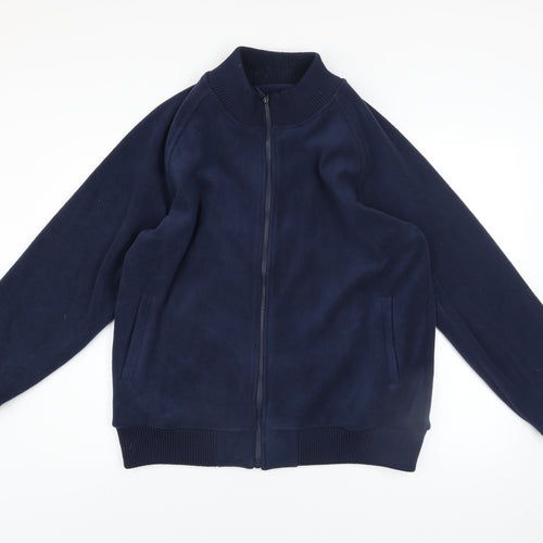 Dunnes Men’s Blue Fleece Bomber Jacket L Full Zip Casual