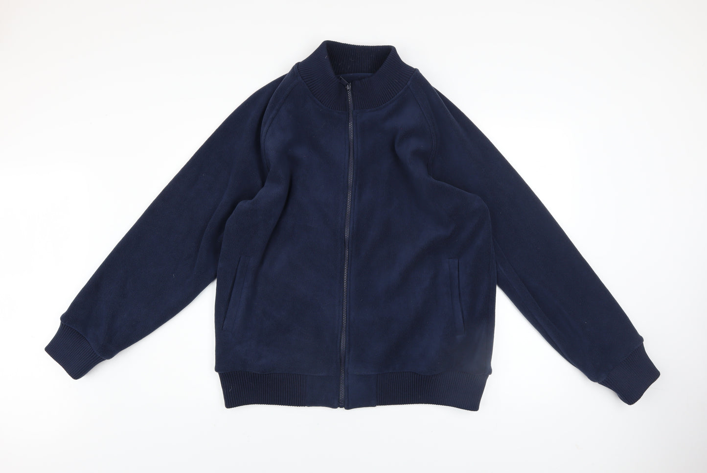 Dunnes Men’s Blue Fleece Bomber Jacket L Full Zip Casual