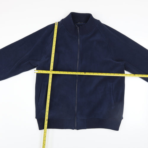 Dunnes Men’s Blue Fleece Bomber Jacket L Full Zip Casual