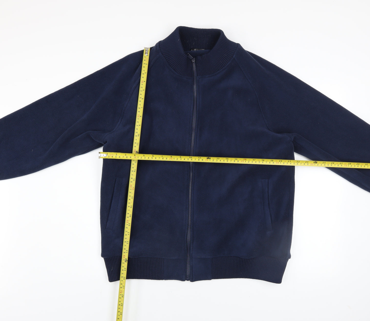 Dunnes Men’s Blue Fleece Bomber Jacket L Full Zip Casual