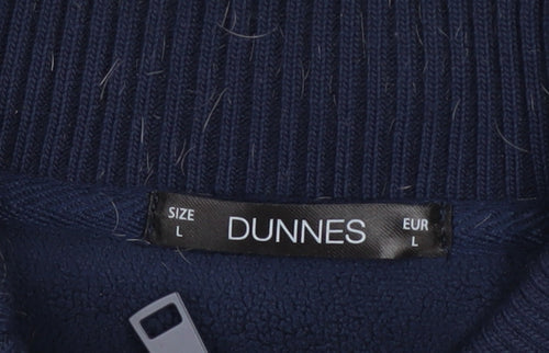 Dunnes Men’s Blue Fleece Bomber Jacket L Full Zip Casual