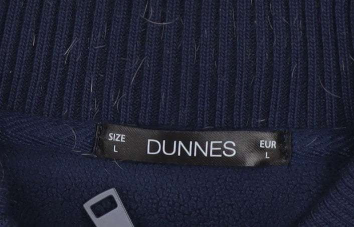 Dunnes Men’s Blue Fleece Bomber Jacket L Full Zip Casual