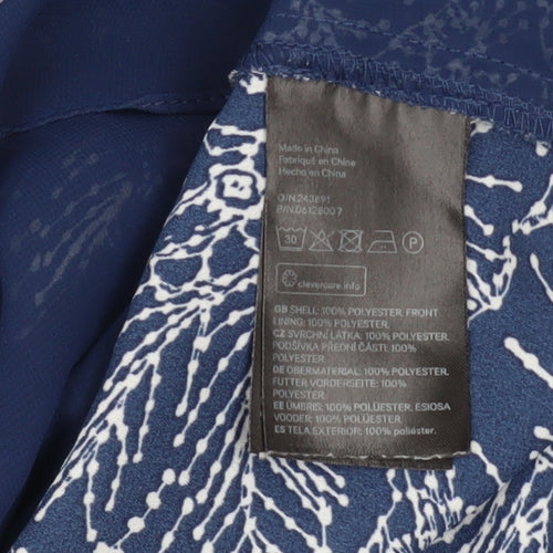 H&M Womens Navy Floral Short Sleeve Blouse Size 6 Polyester Top