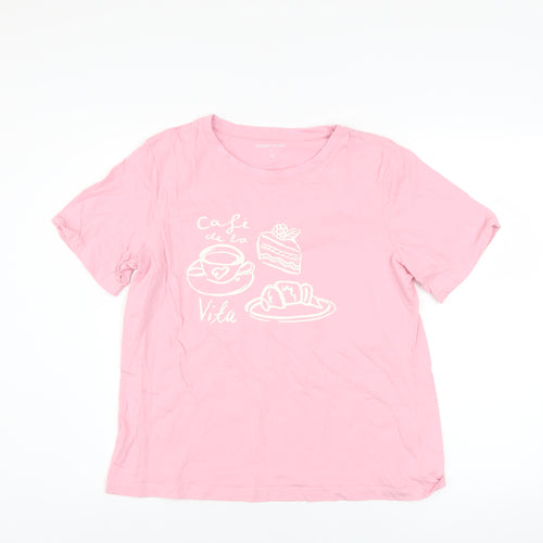 Dunnes Stores Women's Pink Cotton Café de la Vita Short Sleeve T-Shirt Size 12