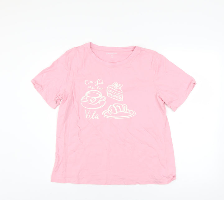 Dunnes Stores Women's Pink Cotton Café de la Vita Short Sleeve T-Shirt Size 12