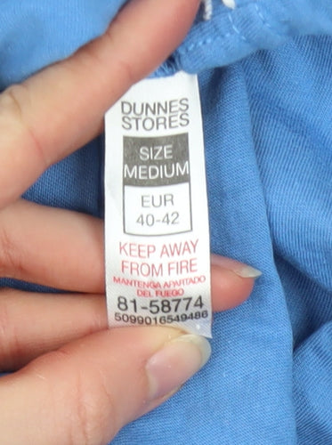 Dunnes Stores Women's Blue Embroidered Cotton T-Shirt Size 14