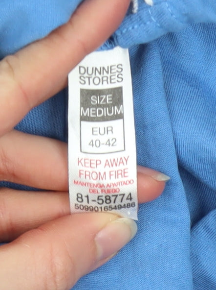 Dunnes Stores Women's Blue Embroidered Cotton T-Shirt Size 14