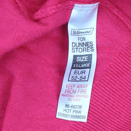 Dunnes Stores Women's Hot Pink Crew Neck Knit Jumper Size 2XL
