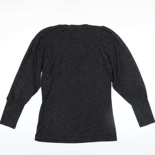Dorothy Perkins Women Grey Floral Embroidered Pullover Jumper UK 10