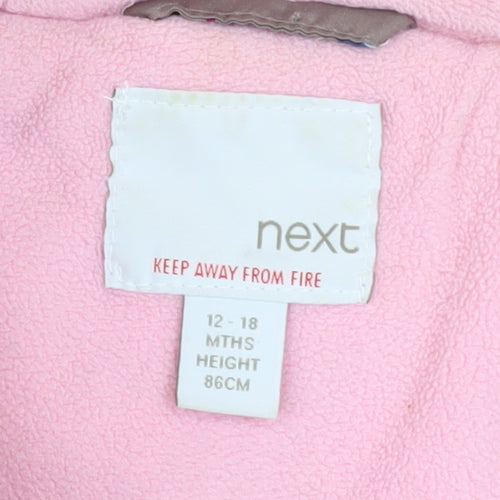 Next Girls Brown Butterfly Puffer Coat Hooded Winter Jacket 2 Years