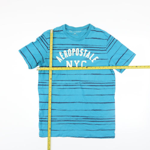 Aéropostale Men's Blue Striped NYC Logo T-Shirt Size S