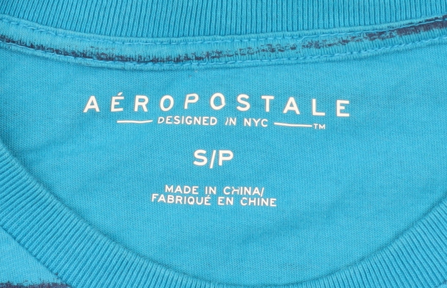 Aéropostale Men's Blue Striped NYC Logo T-Shirt Size S