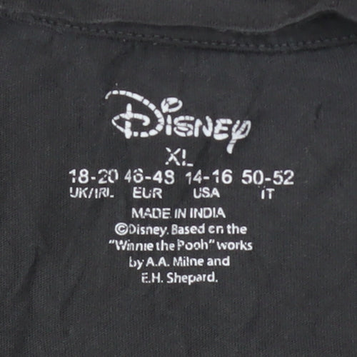 Disney Women’s Black Winnie the Pooh T-Shirt XL Relaxed Fit Cotton