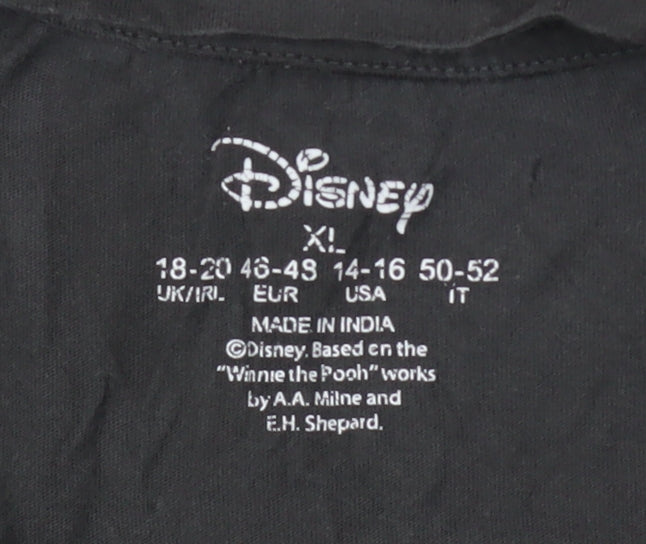 Disney Women’s Black Winnie the Pooh T-Shirt XL Relaxed Fit Cotton