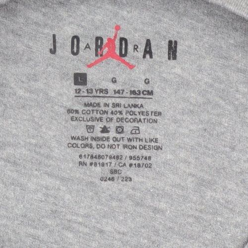 Jordan Boys Grey Graphic Print Short Sleeve Crew Neck T-Shirt 12-13 Years