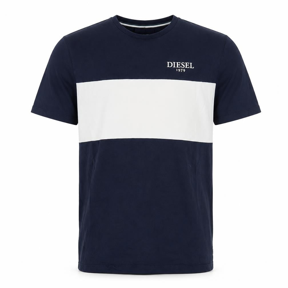 Diesel Men’s Blue White Colourblock Cotton T-Shirt Size S