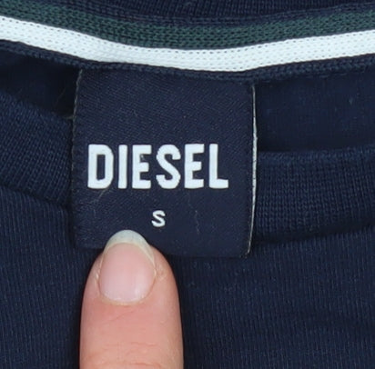 Diesel Men’s Blue White Colourblock Cotton T-Shirt Size S