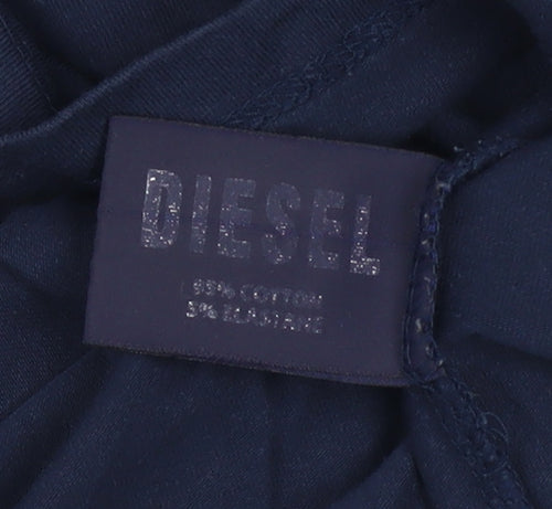 Diesel Men’s Blue White Colourblock Cotton T-Shirt Size S