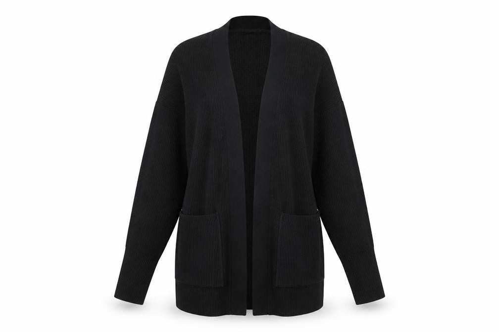 Next Women Black XS Knit Open Front Long Sleeve Cardigan