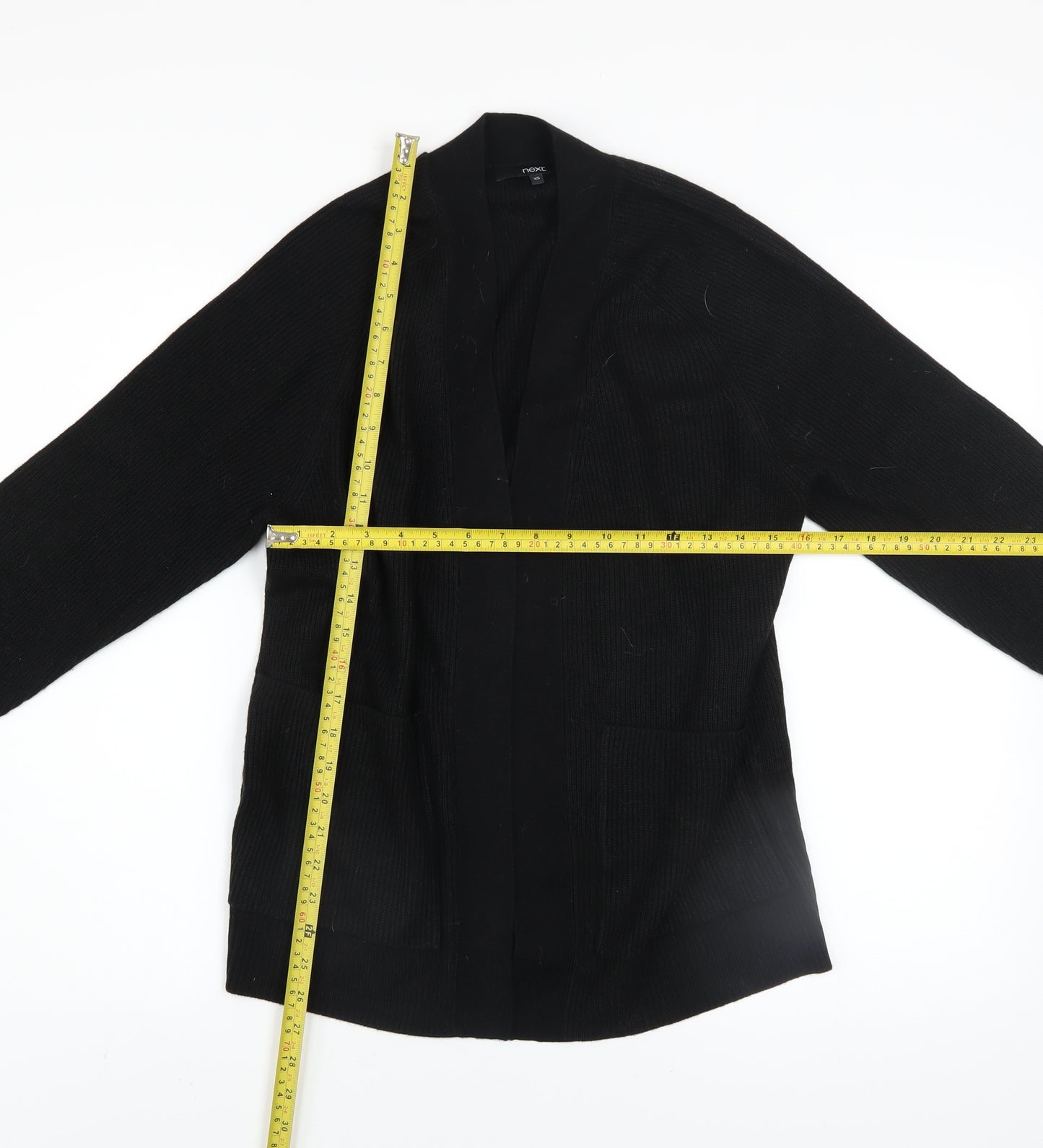 Next Women Black XS Knit Open Front Long Sleeve Cardigan