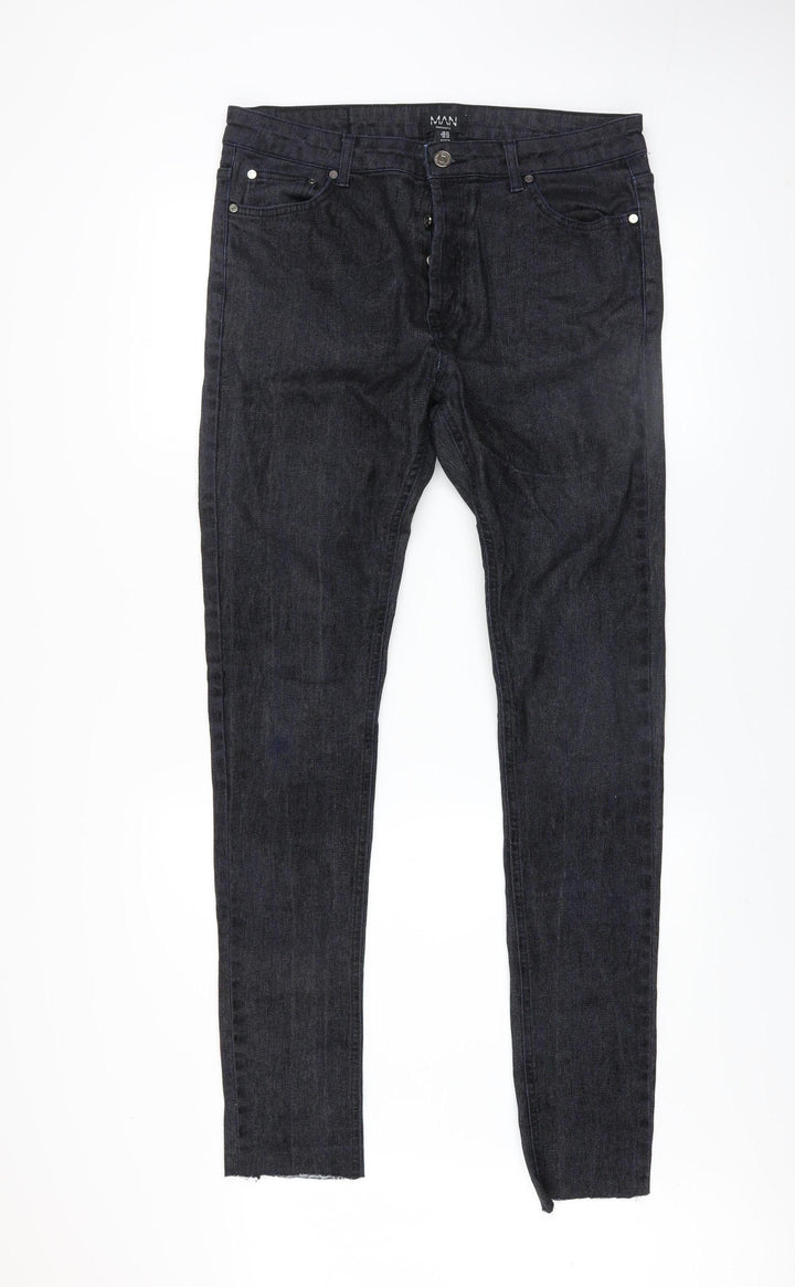 boohooMAN Men's Blue Skinny Fit Denim Jeans Size 34 Slim Fit