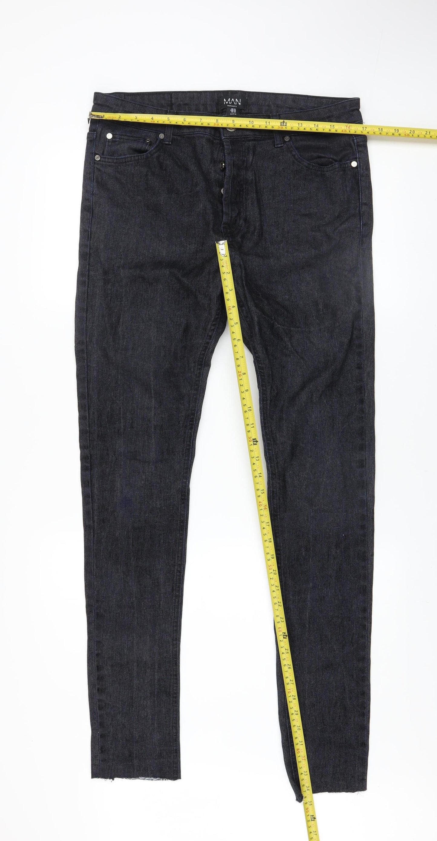 boohooMAN Men's Blue Skinny Fit Denim Jeans Size 34 Slim Fit