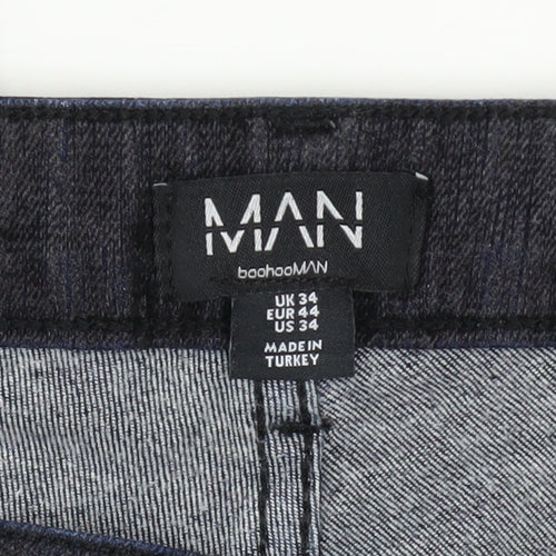boohooMAN Men's Blue Skinny Fit Denim Jeans Size 34 Slim Fit