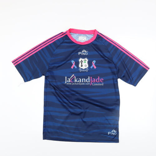 PINO Men's Blue Pink Short Sleeve Jersey Sports T-Shirt Size S