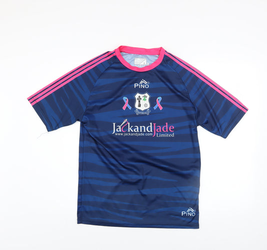 PINO Men's Blue Pink Short Sleeve Jersey Sports T-Shirt Size S