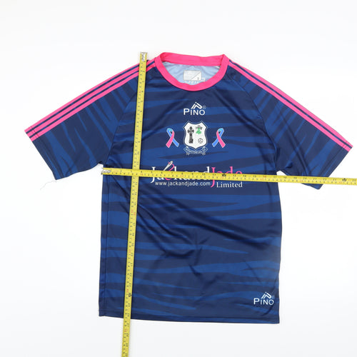 PINO Men's Blue Pink Short Sleeve Jersey Sports T-Shirt Size S
