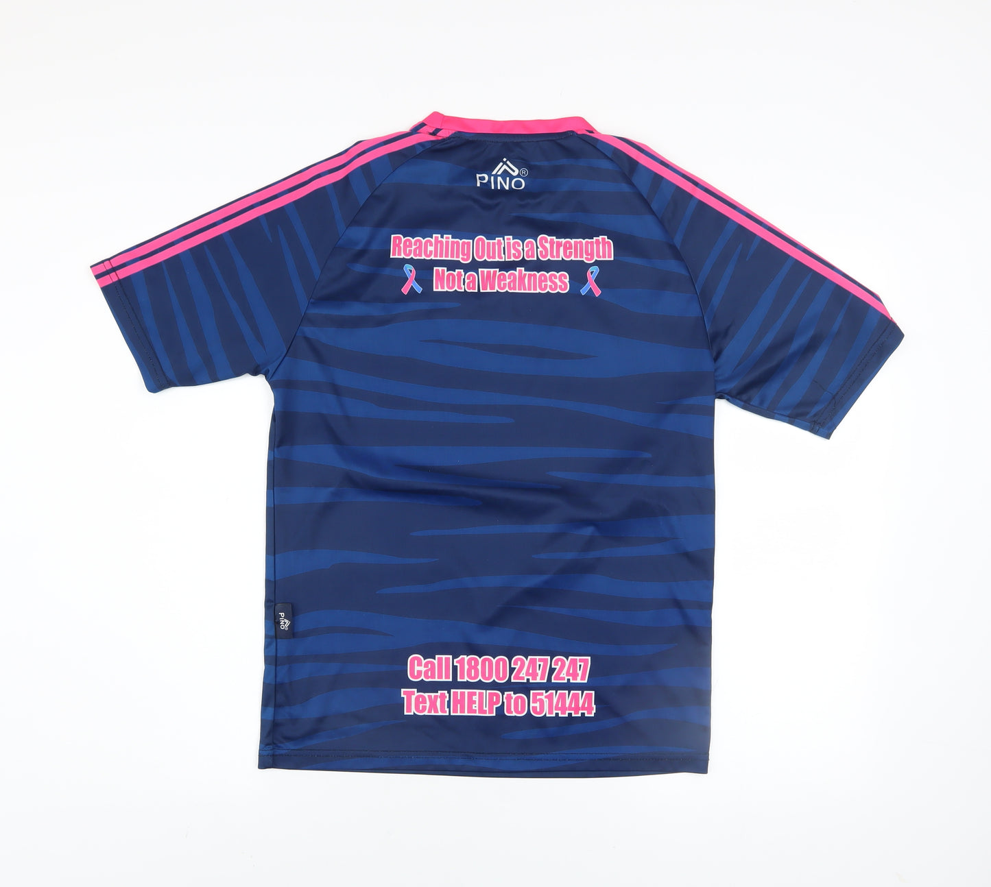 PINO Men's Blue Pink Short Sleeve Jersey Sports T-Shirt Size S