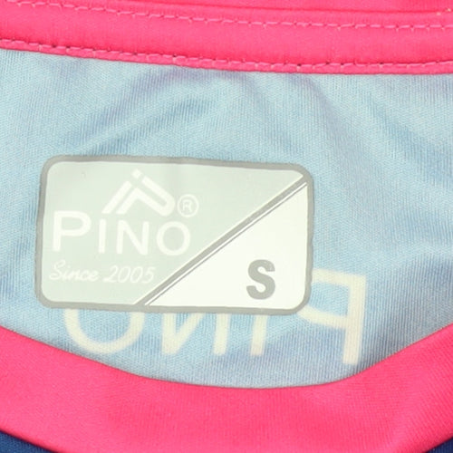 PINO Men's Blue Pink Short Sleeve Jersey Sports T-Shirt Size S