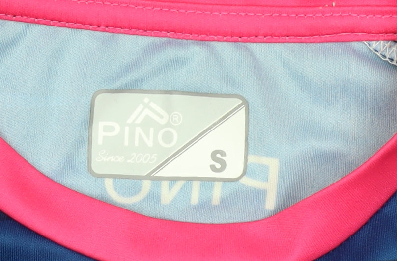 PINO Men's Blue Pink Short Sleeve Jersey Sports T-Shirt Size S