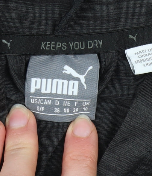 Puma Womens Black Size 10 Full Zip Hoodie with Hooded Design