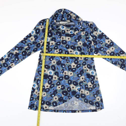 Paco Boutique Women’s Blue Animal Print Cowl Neck Tunic Jumper Size 10