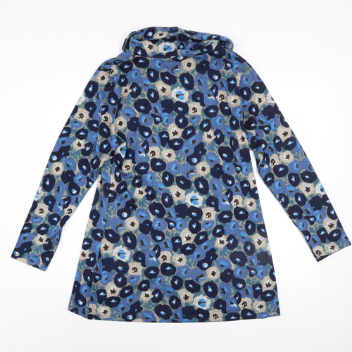 Paco Boutique Women’s Blue Animal Print Cowl Neck Tunic Jumper Size 10