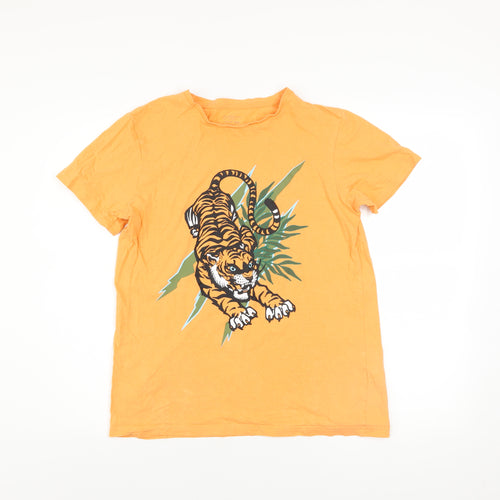 Primark Boys Orange Tiger Graphic Cotton T-Shirt 13-14 Years