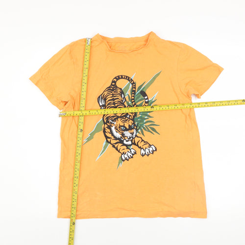 Primark Boys Orange Tiger Graphic Cotton T-Shirt 13-14 Years