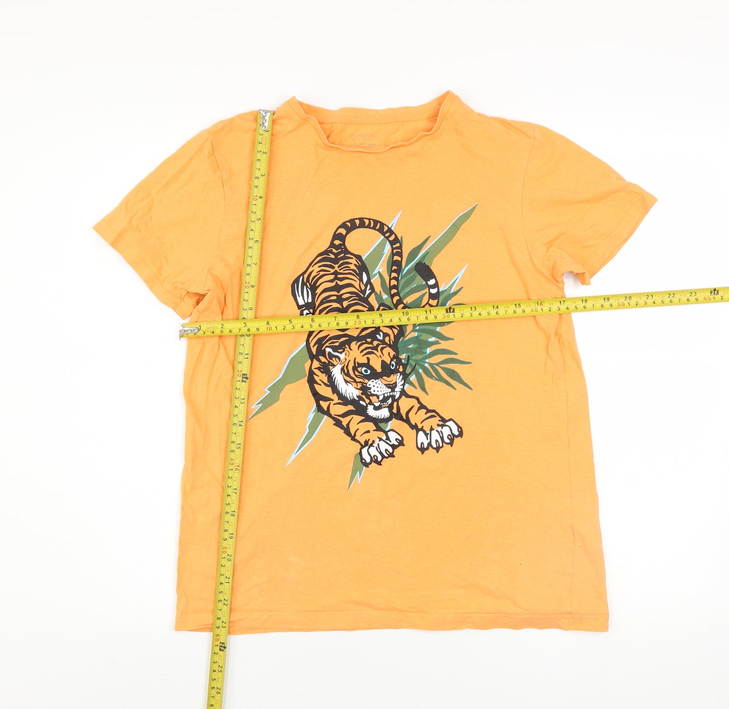 Primark Boys Orange Tiger Graphic Cotton T-Shirt 13-14 Years