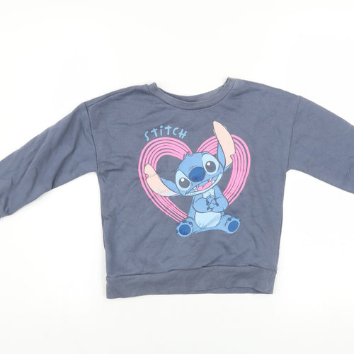 Disney at Primark Girls Blue Stitch Sweatshirt 5-6 Years Pullover