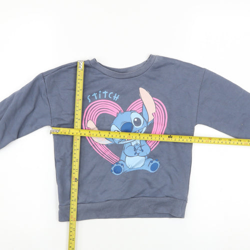 Disney at Primark Girls Blue Stitch Sweatshirt 5-6 Years Pullover
