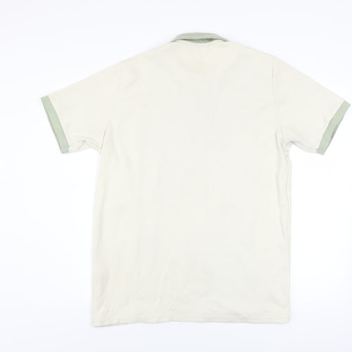 boohooMAN Men's Green Colourblock Zip Polo Shirt Size L