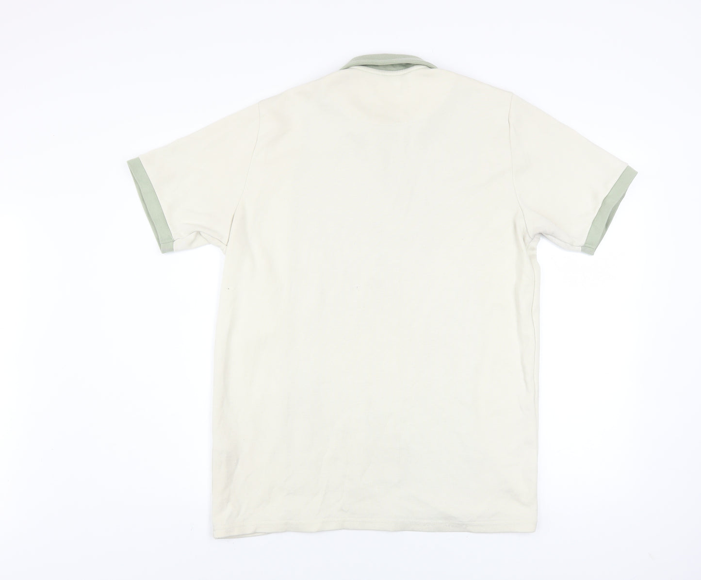 boohooMAN Men's Green Colourblock Zip Polo Shirt Size L