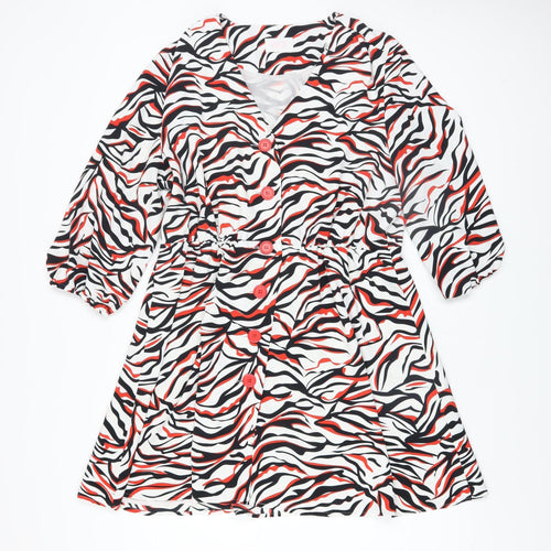 Savida Womens Multicoloured Animal Print A-Line Knee Length Dress Size 16