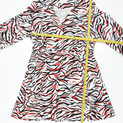 Savida Womens Multicoloured Animal Print A-Line Knee Length Dress Size 16