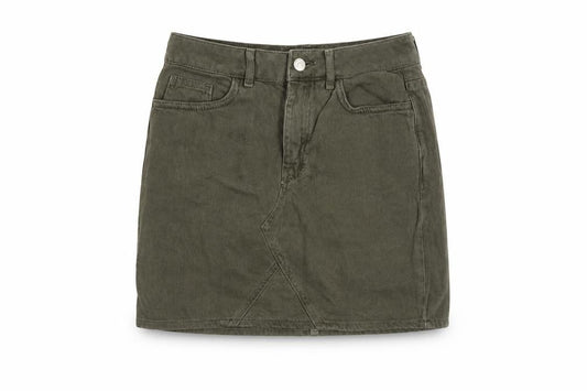 Front view of New Look Teens Green Denim Short Skirt Age 11 Cotton Casual