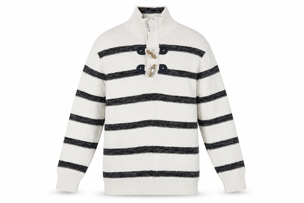 Front view of Armand Thiery Men’s White Striped Cotton jumper L